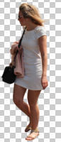 casual, caucasian, cutout, cutout people, cutout women, day, eye level view, side, summer, sunny, walking, woman