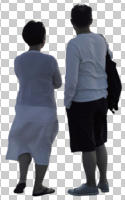 back, casual, couple, cutout, cutout couples, cutout people, day, diffuse, diffused light, eye level view, standing, summer