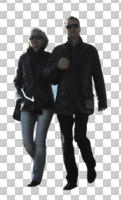 casual, caucasian, couple, cutout, cutout couples, cutout people, day, eye level view, front, sunny, walking, winter