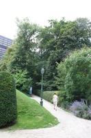 Belgium, Brussels, day, eye level view, grass, lamppost, natural light, park, path, summer, tree, vegetation