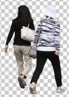 ambient light, back, casual, caucasian, couple, cutout, cutout couples, cutout people, day, eye level view, natural light, walking, woman