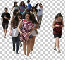 caucasian, cutout, cutout groups, cutout people, day, eye level view, group, people, spring, student, sunny, teenager, walking