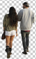 autumn, back, casual, caucasian, couple, cutout, cutout couples, cutout people, day, diffuse, diffused light, eye level view, walking