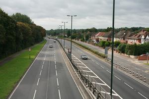 car, day, elevated, England, grass, guardrail, London, natural light, road, The United Kingdom, vegetation