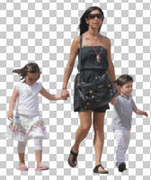 casual, cutout, cutout groups, cutout people, day, eye level view, family, front, group, mother and child, people, summer, sunny, walking