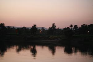 clear, dusk, East Timor, Egypt, Egypt, eye level view, river, river Nile, silhouette, sky, sunset, vegetation