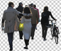 back, casual, caucasian, cutout, cutout groups, cutout people, day, eye level view, group, natural light, people, spring, sunny, walking