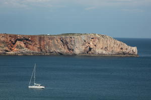 cliffs, day, elevated, looking down, open space, Portugal, Portugal, rocks, Sagres, sailboat, seascape, shore, summer, sunlight, sunny