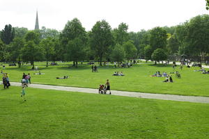 day, elevated, England, grass, Hyde Park, London, park, people, sitting, spring, sunny, The United Kingdom, vegetation