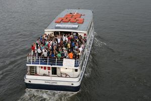 boat, crowd, day, elevated, England, ferry, London, natural light, people, river, The United Kingdom