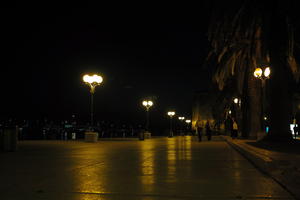 artificial lighting, autumn, Croatia, evening, eye level view, lamppost, lowered, night, pavement, promenade, Splitsko-Dalmatinska, Trogir