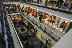 artificial lighting, elevated, indoor lighting, interior, Krakow, Malopolskie, Poland, shop, shopfronts, shopping centre