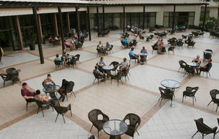 cafe, Canarias, casual, chair, day, elevated, furniture, group, Las Palmas, natural light, people, sitting, Spain, square, summer, table