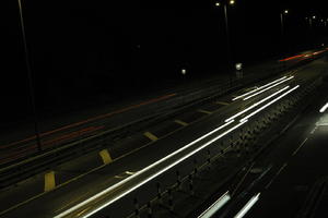 artificial lighting, car lights, city lights, elevated, England, evening, London, night, outdoor lighting, road, The United Kingdom, urban, winter