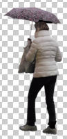 back, casual, cutout, cutout people, cutout women, day, diffuse, diffused light, eye level view, female, walking, winter, woman