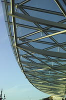 afternoon, below, canopy, column, England, glass, indoor lighting, interior, King`s Cross Station, London, natural light, station, structure, terminal, The United Kingdom