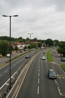 car, day, elevated, England, guardrail, London, natural light, road, The United Kingdom, vegetation