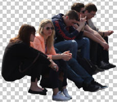 casual, caucasian, cutout, cutout groups, cutout people, day, eye level view, group, side, sitting, sunny