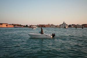 boat, day, eye level view, Italia , man, sailing, seascape, Veneto, Venice