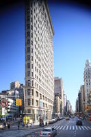 building, car, crossing, day, eye level view, facade, Flatiron building, Manhattan, New York, skyscraper, street, sunny, The United States