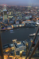 aerial view, artificial lighting, city, city lights, diffuse, diffused light, England, evening, London, river, The United Kingdom, urban, winter