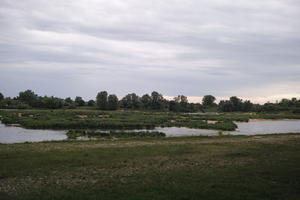 Beaugency, Centre, day, eye level view, France, grass, overcast, overcast, river, sky, treeline