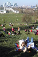 casual, day, elevated, England, group, hill, laying, London, park, people, picnicking, spring, sunny, The United Kingdom