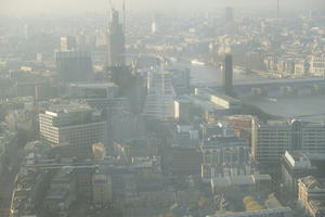 above, autumn, city, cityscape, day, diffused light, elevated, England, fog, London, natural light, The United Kingdom