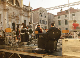 bright, Croatia, day, Dubrovacko-Neretvanska, Dubrovnik, eye level view, group, musician, people, performer, stage, summer, sunny