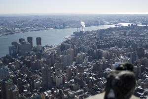 city, cityscape, day, elevated, New York, New York, river, sunny, The United States, urban, winter