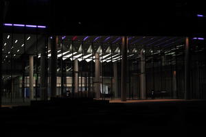 artificial lighting, building, England, eye level view, lobby, London, night, spring, The United Kingdom, urban