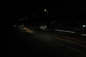 artificial lighting, car lights, city lights, elevated, England, evening, London, night, outdoor lighting, road, The United Kingdom, urban, winter