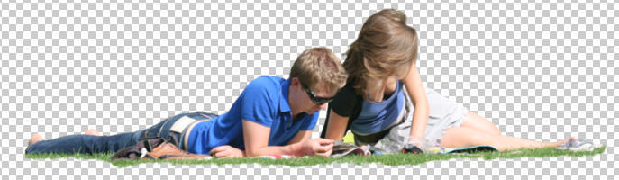 casual, caucasian, couple, cutout, cutout couples, cutout people, day, eye level view, front, laying, picnicking, summer, sunny