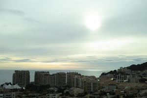 afternoon, building, Cirrostratus, cloudy, day, elevated, facade, haze, Monaco, Monte Carlo, Monte-Carlo, overcast, seascape, sky, sun glare, top-down perspective, winter