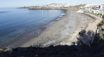 above, autumn, beach, building, Canarias, coastline, day, elevated, natural light, noon, Spain, sunlight, sunny, town