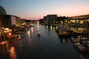 artificial lighting, boat, building, canal, elevated, Italia , night, Veneto, Venice