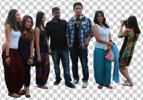 asian, casual, cutout, cutout groups, cutout people, day, eye level view, front, group, natural light, people, standing