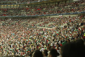 artificial lighting, crowd, elevated, England, London, people, stadium, The United Kingdom