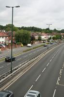 car, day, elevated, England, guardrail, London, natural light, road, The United Kingdom, vegetation