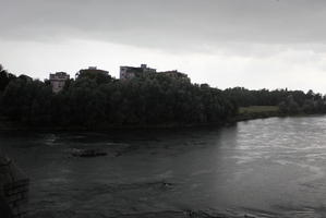 autumn, bridge, coastline, evening, eye level view, Italia , Lombardia, overcast, Pavia, river