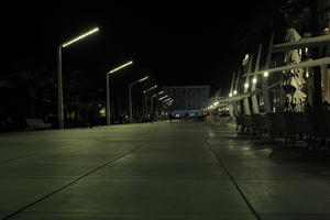 artificial lighting, Croatia, eye level view, lamppost, night, outdoor lighting, pavement, Split, Splitsko-Dalmatinska, winter