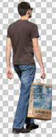 back, casual, caucasian, cutout, cutout men, cutout people, day, eye level view, man, summer, sunny, walking