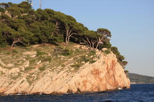 coastline, Croatia, day, eye level view, Makarska, rockery, seascape, Splitsko-Dalmatinska, summer, tree, vegetation