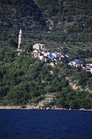 Croatia, day, eye level view, Makarska, mountain, seascape, Splitsko-Dalmatinska, summer, tree, vegetation, village, woodland