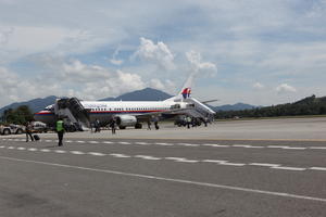 airplane, airport, autumn, cloudy, day, eye level view, Malaysia, Malaysia, natural light, runway