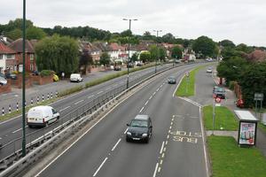 car, day, elevated, England, grass, guardrail, London, natural light, road, The United Kingdom, vegetation