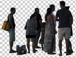 casual, caucasian, cutout, cutout groups, cutout people, day, diffuse, diffused light, eye level view, group, standing, summer