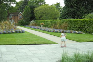 child, day, England, eye level view, flower, garden, girl, grass, natural light, park, The United Kingdom, Woking