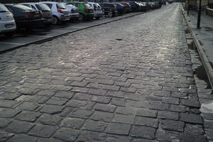 above, ambient light, day, diffuse, diffused light, elevated, natural light, pavement, Poland, road, spring, street, wet