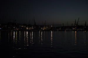 artificial lighting, autumn, boat, Croatia, evening, eye level view, harbour, reflected, seascape, Splitsko-Dalmatinska, Trogir